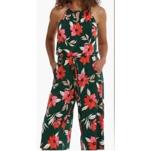 Maggie London Green Floral Halter Pantsuit Size 10
